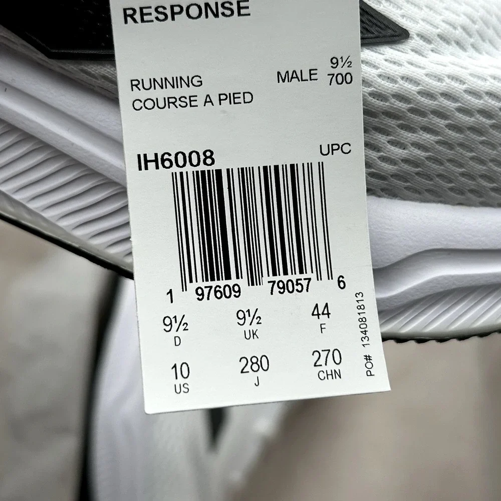 adidas‎ Mens Response Running Shoes Size 10 White-Black Lace up Sneakers IH6008